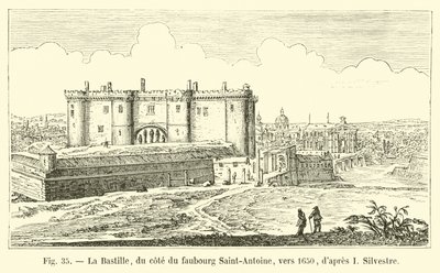 A Bastilha, no lado do Faubourg Saint-Antoine, por volta de 1650, de I Silvestre de French School