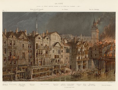 A cidade, entre a ponte de Notre-Dame e Pont au Change, 1621 de French School
