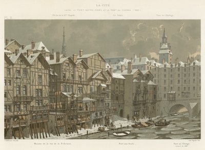 A cidade, entre a ponte de Notre-Dame e Pont au Change, 1650 de French School