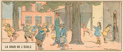 La Cour De LEcole (cor litho) de French School