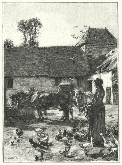 La Cour De La Ferme (gravura) de French School