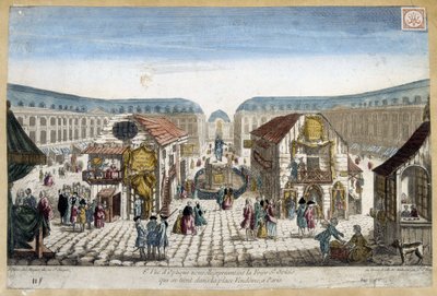 La Foire St Ovide, praça Vendome em Paris - gravura de French School