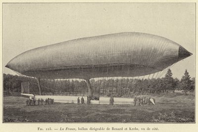 França, o dirigível de Renard e Krebs, visto de lado (gravura) de French School
