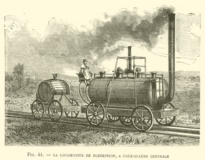 La Locomotive de Blenkinsop, um Cremaillere Centrale (gravura) de French School