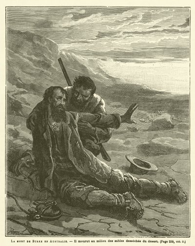 A Morte de Burke na Austrália (gravura) de French School