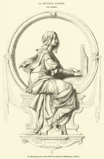 La Musique sacree, bas-relief de la statue de Beethoven, a Bonn (gravura) de French School