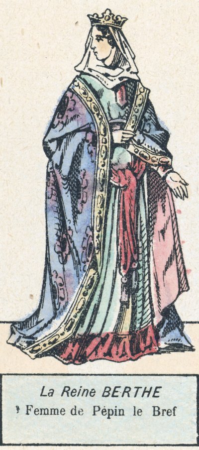 Rainha Berthe, esposa de Pepin the Short (gravura colorida) de French School