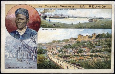 La Réunion, vista de St Denis - cartão postal cromo, deb. Século XX de French School