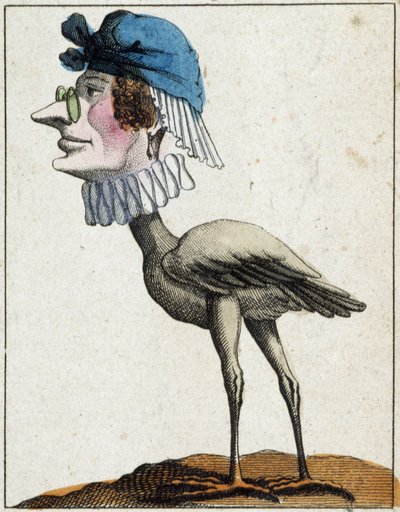 La Stork em Caricatura, estudo do personagem "caráter volátil" sd. 19ª, imagens populares. de French School