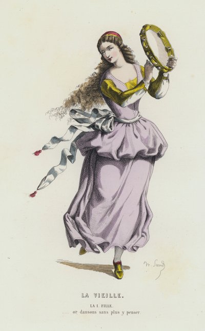 La Vieille (gravura a cores) de French School