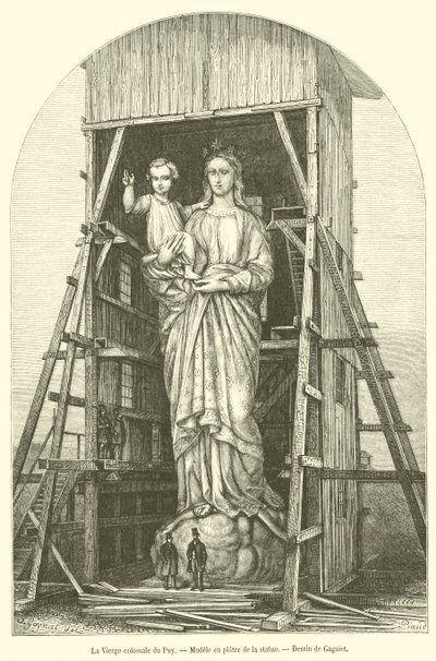 A colossal Virgem de Le Puy, modelo em gesso da estátua (gravura) de French School