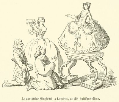 O cantor Minghetti, em Londres, no século XVIII (gravura) de French School