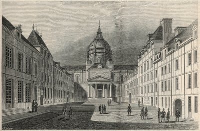 La cour de la Sorbonne em Paris no século XIX - Gravura em "Tableau-de-Paris" de Edmond Texier 1852 de French School