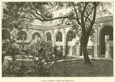 O pátio Murier na Escola de Belas-Artes (gravura) de French School