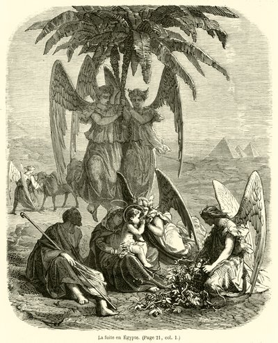 O voo para o Egipto (gravura) de French School