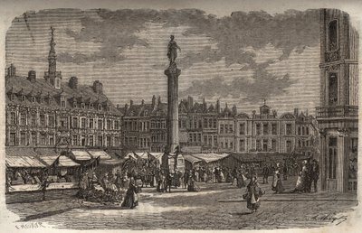 La grand Place a Lille - gravura em "Histoire de France" de Victor Duruy (1811-1894) - 1882 de French School