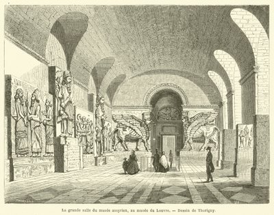 O grande salão do Museu Assírio, no Museu do Louvre de French School