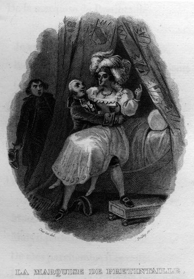 La marquise de pretintaille Chanson de Beranger em "Oeuvres complete" (1834) de Pierre Jean de Beranger (1780-1857), poeta e compositor francês. de French School