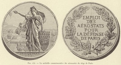 A medalha comemorativa dos aviadores do cerco de Paris (gravura) de French School