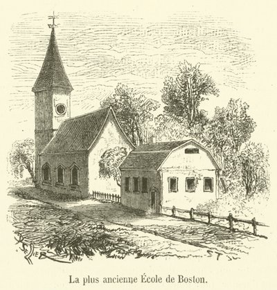 A escola mais antiga de Boston (gravura) de French School