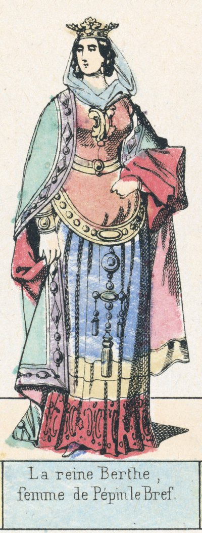 Rainha Berthe, esposa de Pepin the Short (gravura colorida) de French School