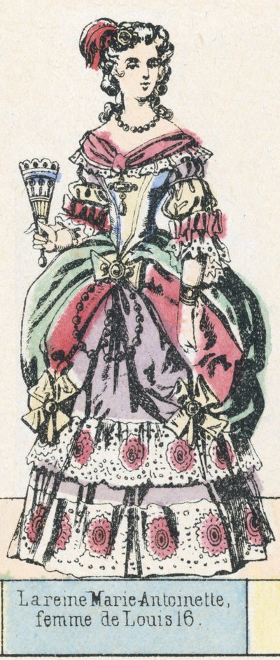 Rainha Marie-Antoinette, esposa de Luís 16 (gravura colorida) de French School