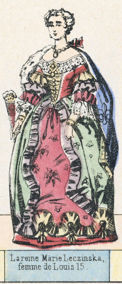 Rainha Marie Leczinska, esposa de Louis 15 (gravura a cores) de French School