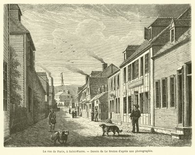 A rua de Paris, em Saint-Pierre (gravura) de French School