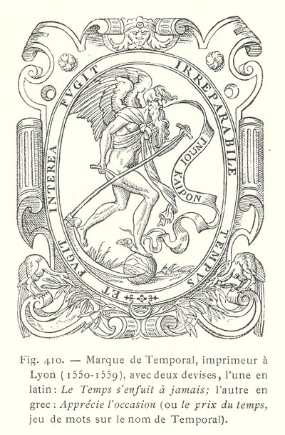 Rótulo de Jean Temporal, impressor francês de Lyon de French School