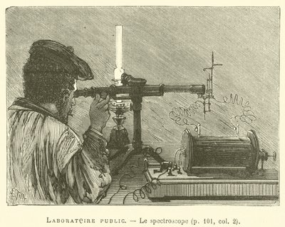 Laboratório público, O espectroscópio (gravura) de French School