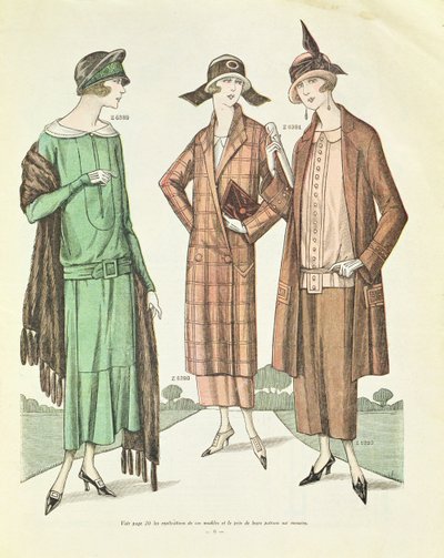 Moda feminina, ilustração da verdadeira moda francesa de Paris, 1924 de French School