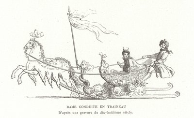 Senhora viajando de trenó, França, do século XVIII de French School