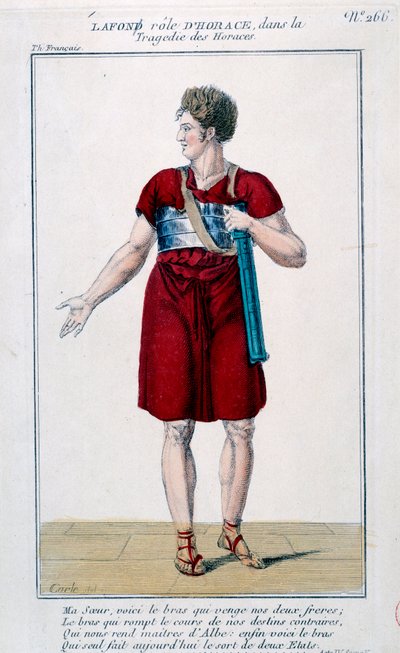 Lafon no papel de Horace na tragédia de Horacespiece de Corneille (1640). Gravura do século XIX. Paris, Comedie Francaise. de French School