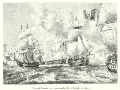Almirante Roussin com seu esquadrão força a entrada do Tejo de French School