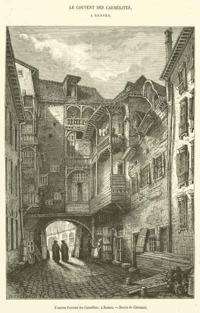 O antigo Convento das Carmelitas, em Rennes (gravura) de French School