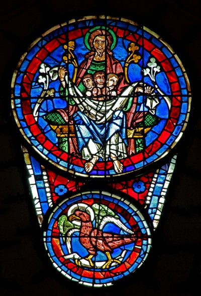 Juízo Final: o seio de Abraão com 3 almas; Águia de St Johns abaixo (w143) de French School