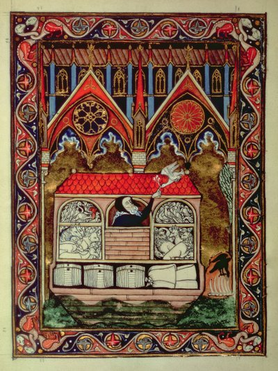 Lat 10525 f.3v Noahs Ark, do Saltério de St. Louis, c.1258-70 de French School