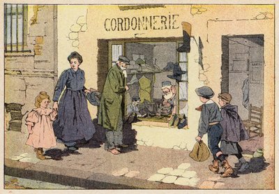 Le Cordonnier, The Shoe Maker (cor litho) de French School