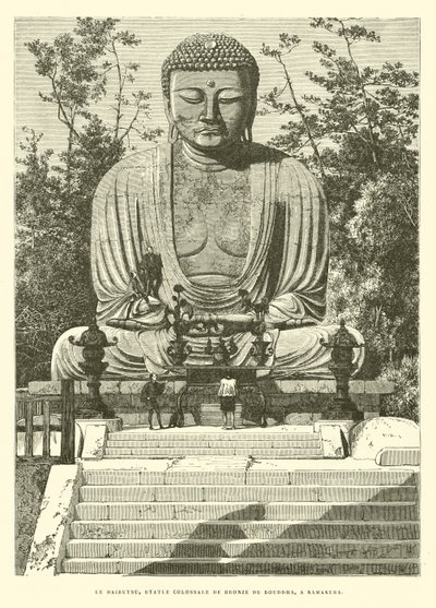 O Daibutsu, estátua de bronze colossal de Buda, em Kamakura (gravura) de French School