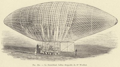 Le Deutschland, ballon dirigeable du Dr Woelfert (gravura) de French School