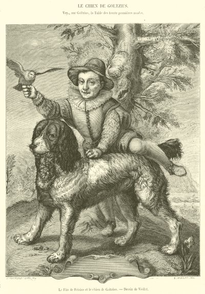 O Filho de Frisius e o Cão de Goltzius (gravura) de French School