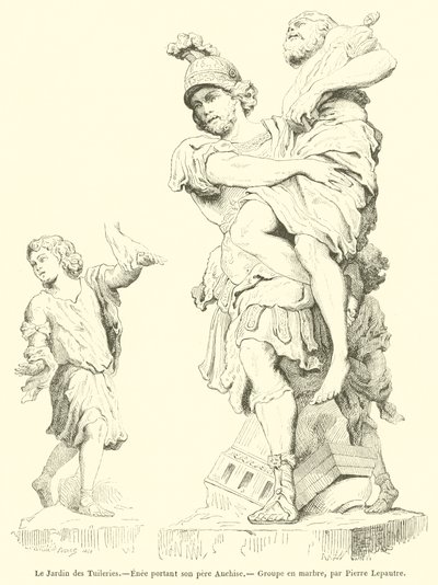 Le Jardin des Tuileries, Enee portant son pere Anchise (gravura) de French School