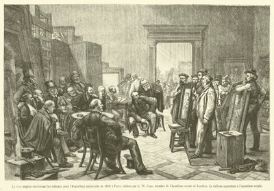 O Júri inglês escolhe os quadros para a Exposição Universal de 1878 em Paris (gravura) de French School
