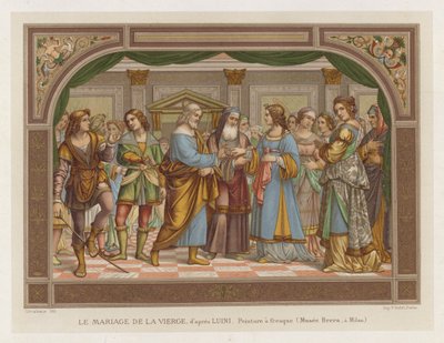O Casamento da Virgem, depois de Luini, Freque Painting, Musee Brera, Milão de French School