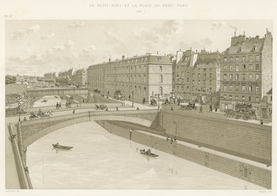 O Petit-Pont e a Place du Petit-Pont, 1880 de French School