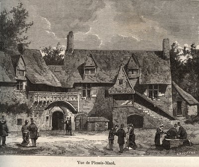 Le Plessis Mace (Le Plessis-Mace) - Maine-et-Loire, região Pays de la Loire - gravura em "France illustree: geography, history, statistical administration" de V.-A. Malt-Brown. 1884 de French School