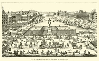 A Pont Neuf em 1702, depois de uma gravura do tempo de French School