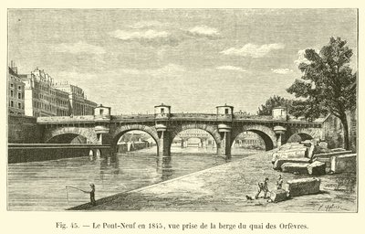 O Pont-Neuf em 1845, visto da margem do Quai des Orfevres de French School