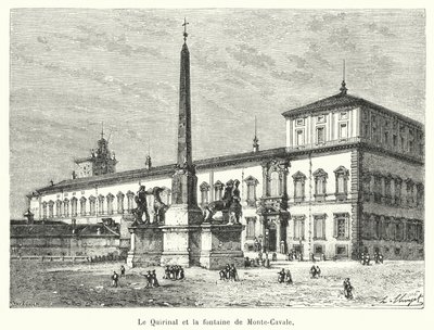 O Quirinal e a fonte de Monte Cavale (gravura) de French School
