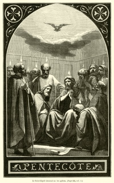 O Espírito Santo desce sobre os apóstolos (gravura) de French School